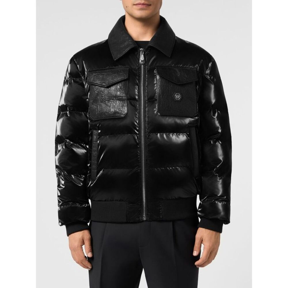 Philipp Plein Men Philipp Plein Quilted Puffer Jacket With Leather Collar